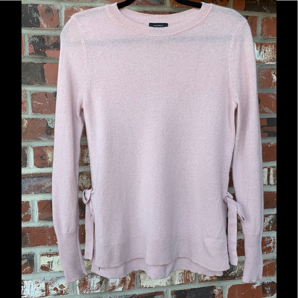 Halogen 100% Cashmere Slit Tie Sweater/SZ XS